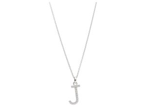 4007810145033 - Kette mit Anhänger SMART JEWEL Buchstabe J Zirkonia Steine Silber 925 Halsketten Gr 45 cm Silber 925 (Sterlingsilber) silberfarben (silber) Damen