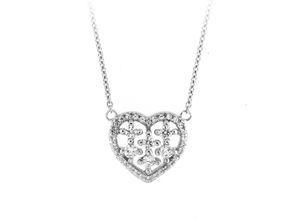 4007810147259 - Collier SMART JEWEL Mittelteil Herz mit Zirkonia Steinen Silber 925 Halsketten Gr 45 cm Silber 925 (Sterlingsilber) weiß Damen