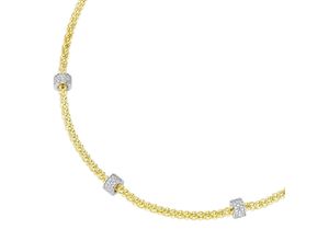 4007810148362 - Collier SMART JEWEL Himbeerkette Rondelle mit Zirkonia Steinen Silber 925 Halsketten Gr 45 cm Silber 925 (Sterlingsilber) goldfarben (silber vergoldet bicolor) Damen Colliers