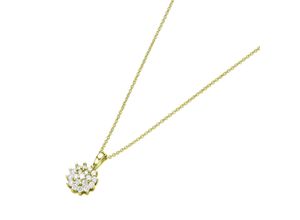 4007810155254 - Goldkette LUIGI MERANO Blüte mit Brillanten Gold 585 Halsketten Gr 45 cm Gelbgold 585 weiß Damen Halsketten