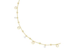 4007810156466 - Collier SMART JEWEL mit Kugeln Zirkonia und Ringen Silber 925 Halsketten Gr 44 cm Silber 925 (Sterlingsilber) goldfarben (vergoldet) Damen Colliers