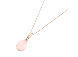 4007810156480 - Kette mit Anhänger SMART JEWEL Rosenquarz Tropfen Silber 925 Halsketten Gr 45 cm Silber 925 (Sterlingsilber) rosegold (rosé vergoldet) Damen Ketten mit Anhänger