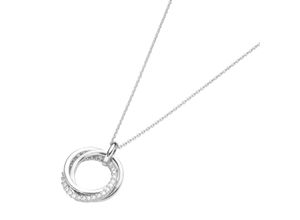 4007810156596 - Kette mit Anhänger SMART JEWEL 3 Ringe verschlungen Zirkoina Steine Silber 925 Halsketten Gr 45 cm Silber 925 (Sterlingsilber) weiß Damen Ketten mit Anhänger