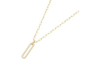 4007810157487 - Collier GIORGIO MARTELLO MILANO Mittelteil oval mit Zirkonia gelb vergoldet Silber 925 Halsketten Gr 45 cm Silber 925 (Sterlingsilber) goldfarben (gold) Damen Colliers