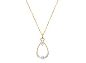 4007810159351 - Kette mit Anhänger SMART JEWEL tropfenförmig Zirkonia Steine Silber 925 Halsketten Gr 45 cm Silber 925 (Sterlingsilber) goldfarben (gold) Damen Ketten mit Anhänger