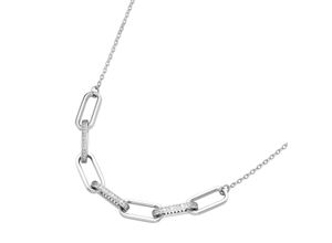 4007810159528 - Collier GIORGIO MARTELLO MILANO Mittelteil mit Zirkonia Silber 925 Halsketten Gr 45 cm Silber 925 (Sterlingsilber) weiß Damen Colliers