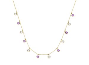 4007810159535 - Collier LUIGI MERANO Amethysten als Behang Gold 585 Halsketten Gr 45 cm Gelbgold 585 bunt (mehrfarbig) Damen Colliers