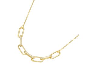 4007810159696 - Collier GIORGIO MARTELLO MILANO Mittelteil mit Zirkonia vergoldet Silber 925 Halsketten Gr 45 cm Silber 925 (Sterlingsilber) goldfarben (gold) Damen Colliers