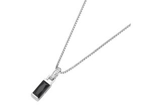 4007810159870 - Kette mit Anhänger GIORGIO MARTELLO MILANO mit Anhänger Zirkonia weiß und schwarz Silber 925 Halsketten Gr 45 cm Silber 925 (Sterlingsilber) schwarz-weiß (schwarz weiß) Damen Ketten mit Anhänger