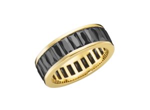 4007810160159 - Silberring GIORGIO MARTELLO MILANO mit schwarzen Zirkonia gelb vergoldet Silber 925 Fingerringe Gr 52 Silber 925 (Sterlingsilber) goldfarben (gold) Damen Fingerringe