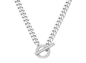 4007810163167 - Collier GIORGIO MARTELLO MILANO Panzerkette Schließe mit Zirkonia Silber 925 Halsketten Gr 45 cm Silber 925 (Sterlingsilber) silberfarben (silber) Damen Colliers