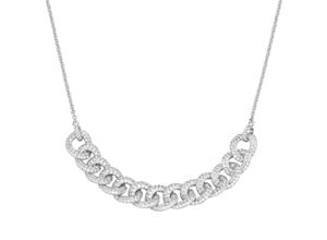 4007810163358 - Collier GIORGIO MARTELLO MILANO Mittelteil Panzerketten-Design mit Zirkonia Silber 925 Halsketten Gr 45 cm Silber 925 (Sterlingsilber) silberfarben (silber) Damen Colliers