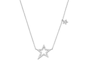 4007810163525 - Collier SMART JEWEL mit Sternen und Zirkonia Silber 925 Halsketten Gr 45 cm Silber 925 (Sterlingsilber) silberfarben (silber) Damen