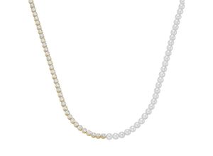 4007810164515 - Collier SMART JEWEL Zirkonia Steine Kristallperlen Silber 925 Halsketten Gr 47 cm Silber 925 (Sterlingsilber) goldfarben (gold) Damen Colliers