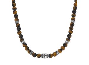 4007810164881 - Collier GIORGIO MARTELLO MILANO schwarze Achat- Tigerauge- oder syn Türkis-Kugeln Silber 925 Halsketten Gr 60 cm Silber 925 (Sterlingsilber) braun Herren Ketten ohne Anhänger