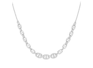 4007810166007 - Collier GIORGIO MARTELLO MILANO Mittelteil Gliederkette mit Zirkonia Silber 925 Halsketten Gr 45 cm Silber 925 (Sterlingsilber) silberfarben (silber) Damen Colliers