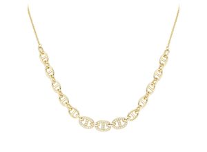 4007810166014 - Collier GIORGIO MARTELLO MILANO Mittelteil Gliederkette mit Zirkonia Silber 925 Halsketten Gr 45 cm Silber 925 (Sterlingsilber) goldfarben (gold) Damen Colliers