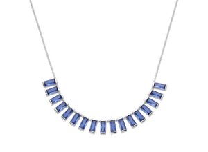 4007810166083 - Collier GIORGIO MARTELLO MILANO Mittelteil blaue Kristallsteine Silber 925 Halsketten Gr 45 cm Silber 925 (Sterlingsilber) blau Damen Colliers