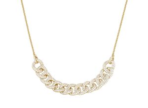 4007810166281 - Collier GIORGIO MARTELLO MILANO Mittelteil Panzerketten-Design mit Zirkonia Silber 925 Halsketten Gr 45 cm Silber 925 (Sterlingsilber) goldfarben (gold) Damen Colliers