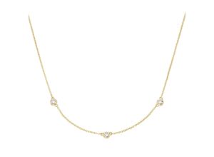 4007810166427 - Collier LUIGI MERANO mit 3 funkelnden Brillanten Zargenfassung Gold 585 Halsketten Gr 45 cm Gelbgold 585 goldfarben (gold) Damen Colliers