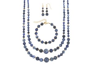 4007810169237 - Collier-Set LADY Halsketten Gr N-Größe blau Damen Colliers