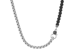 4007810169848 - Collier GIORGIO MARTELLO MILANO Panzerkette schwarzer Achat oder Perle Silber 925 Halsketten Gr 55 cm Silber 925 (Sterlingsilber) schwarz Damen Colliers