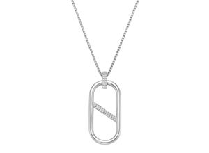 4007810169985 - Kette mit Anhänger GIORGIO MARTELLO MILANO Anhänger Zirkonia Silber 925 Halsketten Gr 45 cm Silber 925 (Sterlingsilber) silberfarben (silber) Damen Ketten mit Anhänger