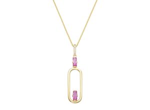 4007810170066 - Kette mit Anhänger GIORGIO MARTELLO MILANO Anhänger weiße und fuchsia Zirkonia vergoldet Silber 925 Halsketten Gr 45 cm Silber 925 (Sterlingsilber) goldfarben (gold) Damen Ketten mit Anhänger