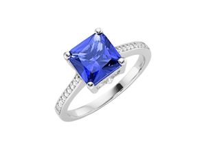 4007810170394 - Silberring GIORGIO MARTELLO MILANO mit Zirkonia oder Kristallstein Silber 925 Fingerringe Gr 58 Silber 925 (Sterlingsilber) blau Damen