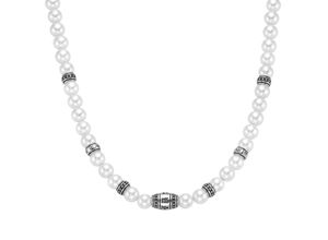 4007810170516 - Collier GIORGIO MARTELLO MILANO mit weißen Muschelkern-Perlen Silber 925 Halsketten Gr 50 cm Silber 925 (Sterlingsilber) weiß Herren Ketten ohne Anhänger