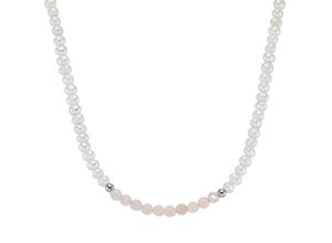 4007810171544 - Collier SMART JEWEL mit Süßwasser-Perlen und Rosenquarz Silber 925 Halsketten Gr 45 cm Silber 925 (Sterlingsilber) rosa Damen