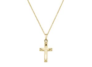 4007810171971 - Goldkette LUIGI MERANO mit Kreuz-Anhänger Gelbgold 585 Halsketten Gr 45 cm Gelbgold 585 goldfarben (gold) Damen Goldketten