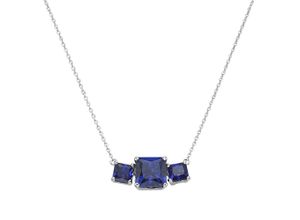 4007810172367 - Collier GIORGIO MARTELLO MILANO mit dunkelblauen Kristallsteinen Silber 925 Halsketten Gr 45 cm Silber 925 (Sterlingsilber) blau Damen