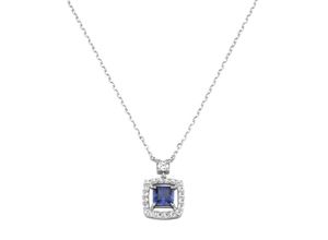 4007810172411 - Collier GIORGIO MARTELLO MILANO mit Zirkonia Silber 925 Halsketten Gr 45 cm Silber 925 (Sterlingsilber) blau Damen