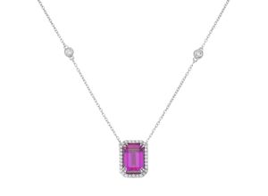 4007810172558 - Collier GIORGIO MARTELLO MILANO in blau fuchsia oder lila Zirkonia weiß Silber 925 Halsketten Gr 45 cm Silber 925 (Sterlingsilber) pink Damen