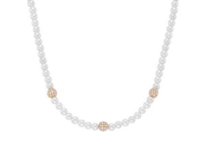 4007810173050 - Collier GIORGIO MARTELLO MILANO mit Zirkonia und Muschelkern-Perlen Silber 925 Halsketten Gr 45 cm Silber 925 (Sterlingsilber) rosegold (rosé vergoldet) Damen