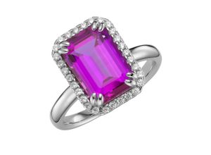 4007810173722 - Silberring GIORGIO MARTELLO MILANO in blau fuchsia oder lila Zirkonia weiß Silber 925 Fingerringe Gr 52 Silber 925 (Sterlingsilber) pink Damen