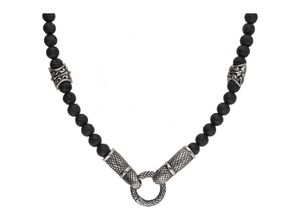 4007810176075 - Collier JACQUES CHARREL mit Lavastein-Kugeln Edelstahl Gr 50 cm Edelstahl schwarz Damen Halsketten