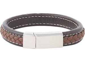 4007810226077 - MANGUUN Herren Armband Edelstahl Leder braun