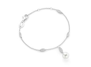 4007810230579 - Armband GIORGIO MARTELLO MILANO mit Muschelkernperlen und Zirkonia Silber 925 Armbänder Gr 19 Silber 925 (Sterlingsilber) weiß Damen Armbänder Silber