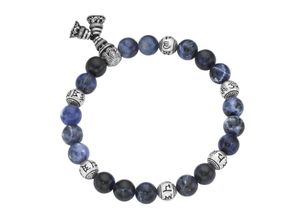 4007810236212 - Armband GIORGIO MARTELLO MILANO Sodalith-Kugeln und tibetische Glücks-Symbole Silber 925 Armbänder Gr Onesize Silber 925 (Sterlingsilber) blau Giorgio Martello Milano