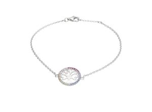 4007810236670 - Armband SMART JEWEL Lebensbaum regenbogenfarben Silber 925 Armbänder Gr 19 cm Silber 925 (Sterlingsilber) bunt Damen