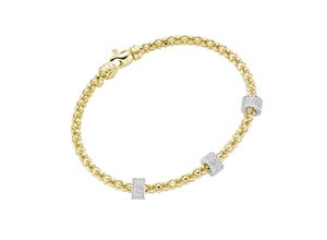 4007810236779 - Armspange SMART JEWEL Himbeerkettenoptik Rondelle mit Zirkonia Steinen Silber 925 Armbänder Gr 16 cm Silber 925 (Sterlingsilber) goldfarben (silber vergoldet bicolor) Damen Armspange Armspangen