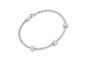 4007810236786 - Armspange SMART JEWEL Himbeerkettenoptik Rondelle mit Zirkonia Steinen Silber 925 Armbänder Gr 16 cm Silber 925 (Sterlingsilber) silberfarben (silber) Damen Armspange Armspangen