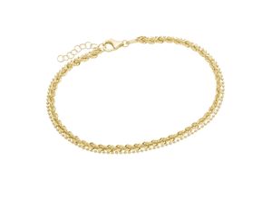 4007810238223 - Armband LUIGI MERANO 2-reihig Kordelkette und Kugelkette Gold 375 Armbänder Gr 19 cm Gelbgold 375 goldfarben (gold) Damen Armbänder