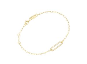 4007810238421 - Armband GIORGIO MARTELLO MILANO Mittelteil oval mit Zirkonia gelb vergoldet Silber 925 Armbänder Gr 19 cm Silber 925 (Sterlingsilber) goldfarben (gold) Giorgio Martello Milano