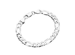 4007810238667 - Armband SMART JEWEL Figarokette 3 1 diamantiert massiv Silber 925 Armbänder Gr 21 cm Silber 925 (Sterlingsilber) silberfarben (silber) Damen Armbänder Silber