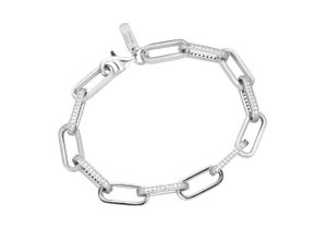 4007810239053 - Armband GIORGIO MARTELLO MILANO Gliederkette mit Zirkonia Silber 925 Armbänder Gr 19 cm Silber 925 (Sterlingsilber) weiß Damen Armbänder Silber