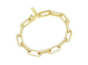 4007810239091 - Armband GIORGIO MARTELLO MILANO Gliederkette mit Zirkonia vergoldet Silber 925 Armbänder Gr 19 cm Silber 925 (Sterlingsilber) goldfarben (gold) Damen Armbänder