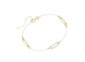 4007810239190 - Armband LUIGI MERANO mit länglichen Gliedern Zirkonia Steinen Gold 375 Armbänder Gr 19 cm Gelbgold 375 goldfarben (gold) Damen Gliederarmband Gliederarmbänder